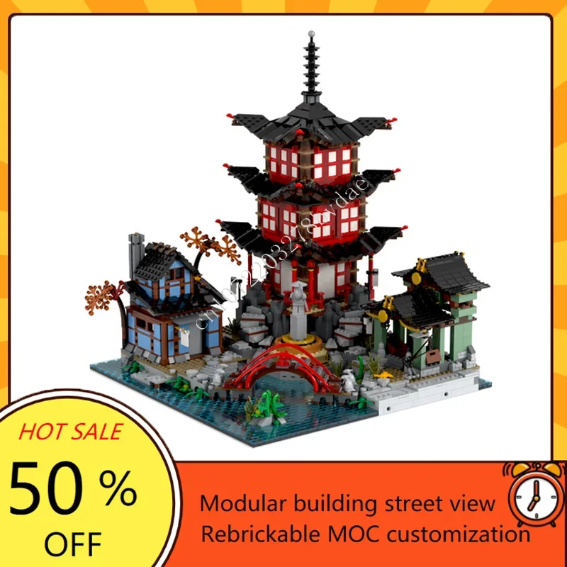 1181PCS Temple of Airjitzu modification Modular MOC Creative street view Model Custom Puzzles Architecture DIY Model Toys Gifts