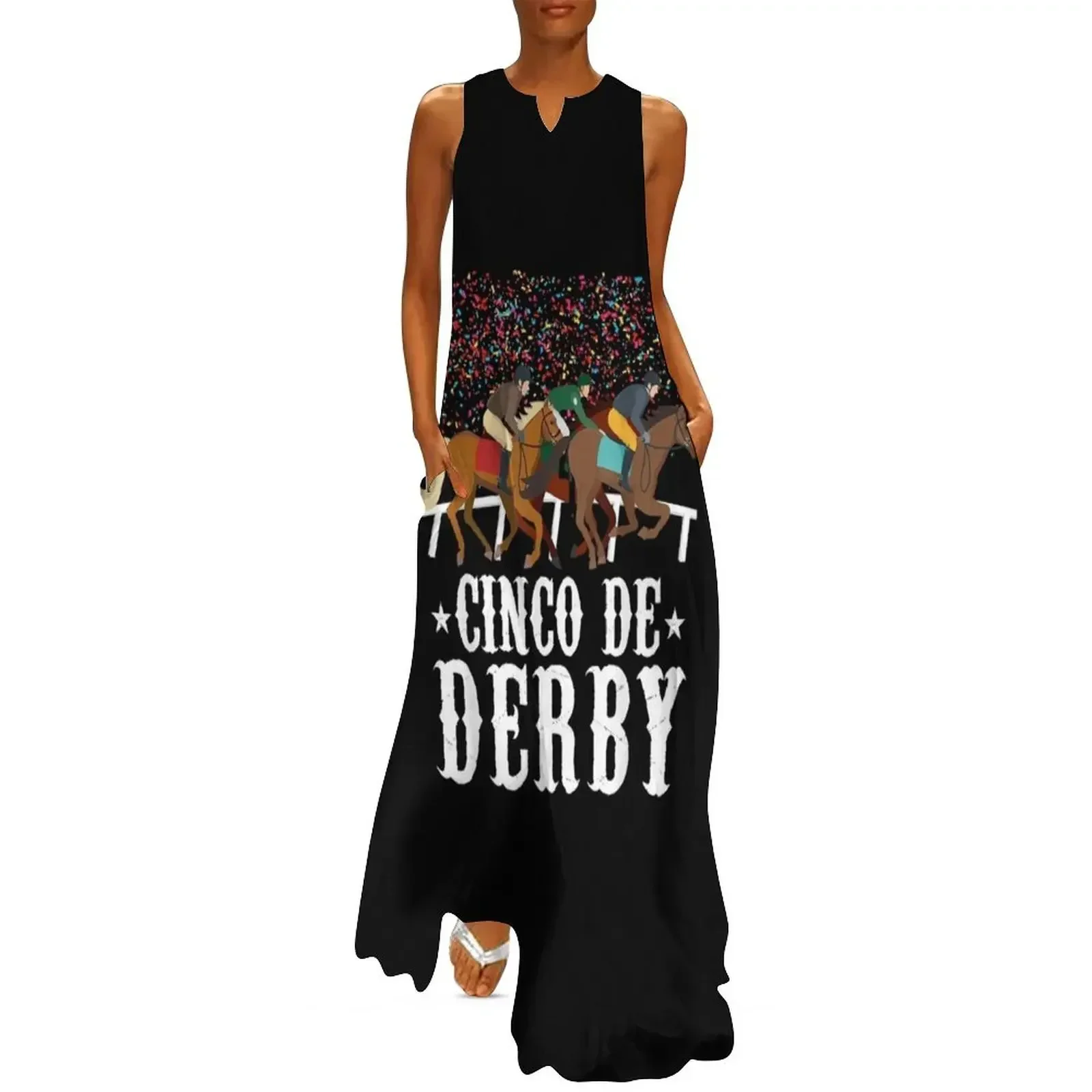 

Cinco De Derby Kentucky Horse Race TShirt Funny Mexican Long Dress womens clothing Dress