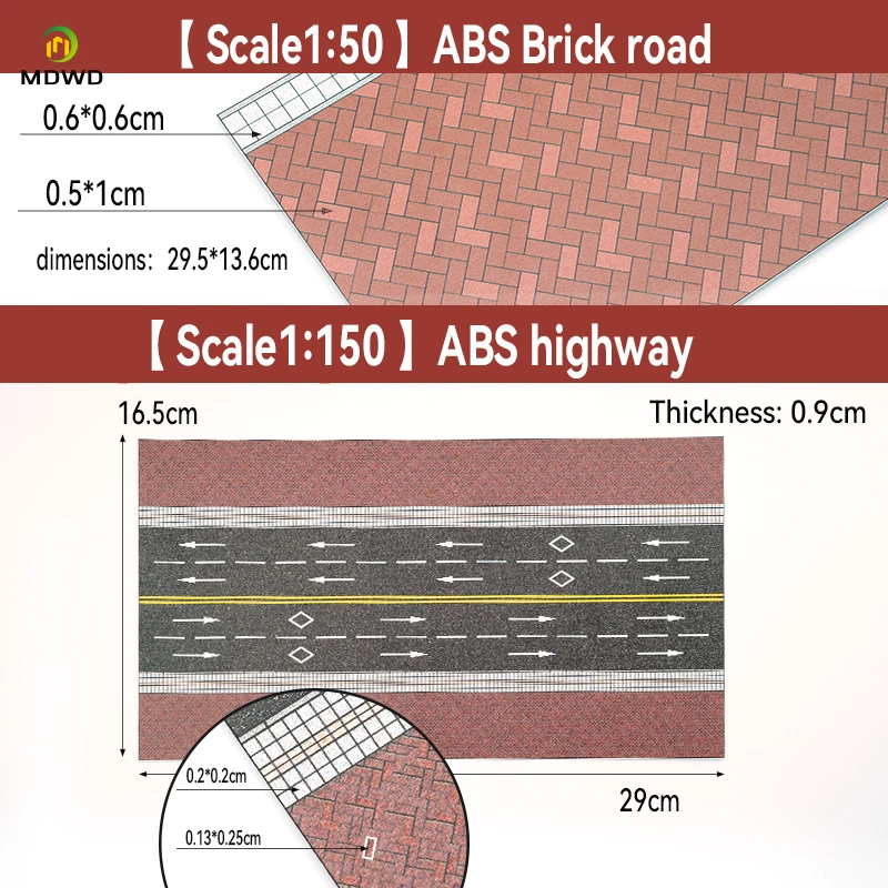 1:87/100/150/200 مقياس الرصيف نموذج لوحات الطوب الأرضي مربع متداخل الطوب الأحمر المعماري اليدوية لتقوم بها بنفسك تخطيط القطار