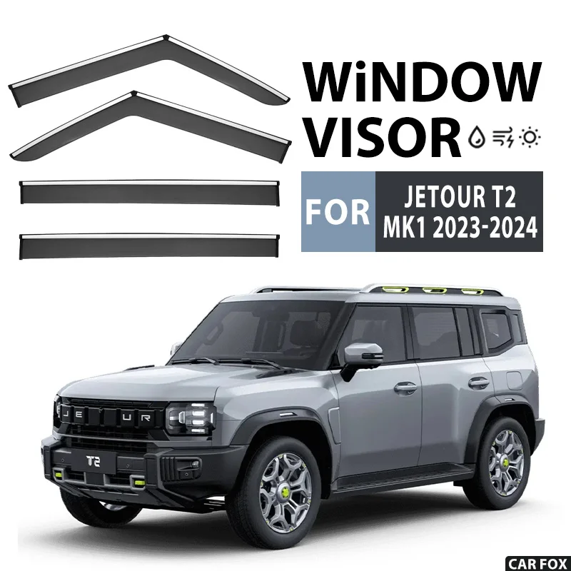 

For Jetour T2 2023-2024 Plastic Window Visor Vent Shades Sun Rain Deflector Guard For Jetour T2 2023-2024