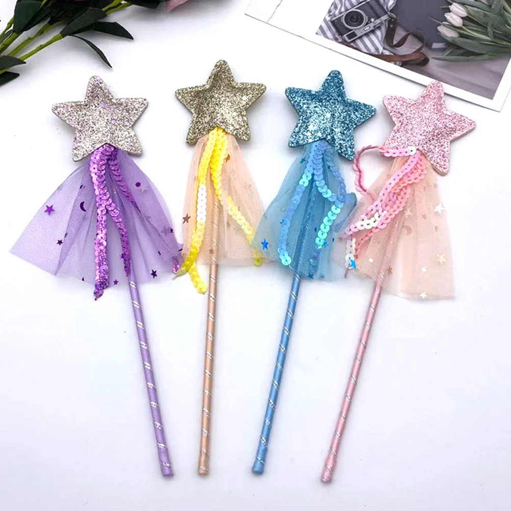 Bâtons de fée à paillettes, 3 pièces, exquis, portable, fête pour enfants, Cosplay, en forme d'étoile, accessoires décoratifs pour spectacle sur scène, Photo