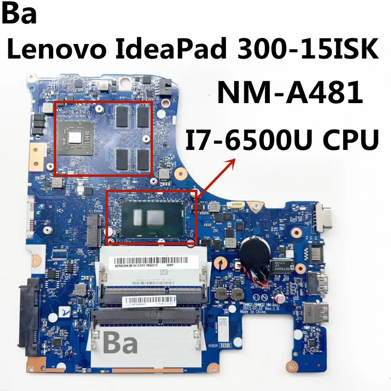 Placa base para portátil Lenovo IdeaPad 300-15ISK, NM-A481 con I7-6500U CPU 2G GPU