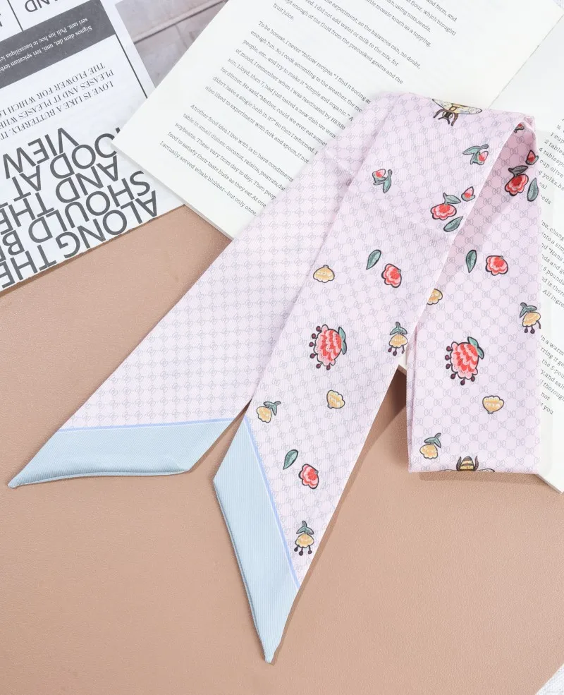 وشاح حريري صغير 6x100 سنتيمتر للنساء الرقبة التفاف الشعر الشريط التعادل حقيبة مقبض الإكسسوارات