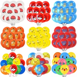 12pcs Pokemon Balloon Pikachu Squirtle Bulbasaur Human Figure Latex Balloon Decoration Supplies Kids Birthday Party Gift