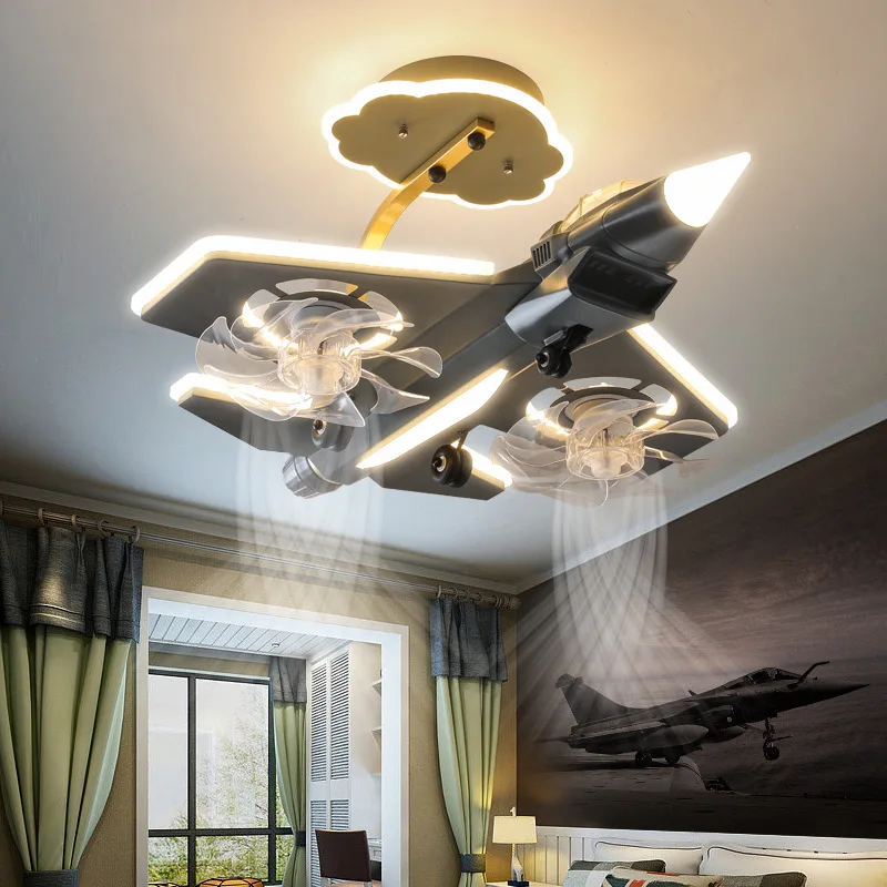 Airplane Ceiling Fans With Light And Silent Cooling Fan Without Blades Children Ceiling lamp bedroom Indoor Lighti