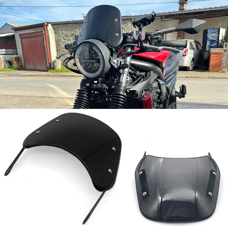 Universal Motorcycle Windshield Windscreen Wind Deflector Round Headlight Fit For HONDA CB1000SF CB750F CB750 Hornet 600 250