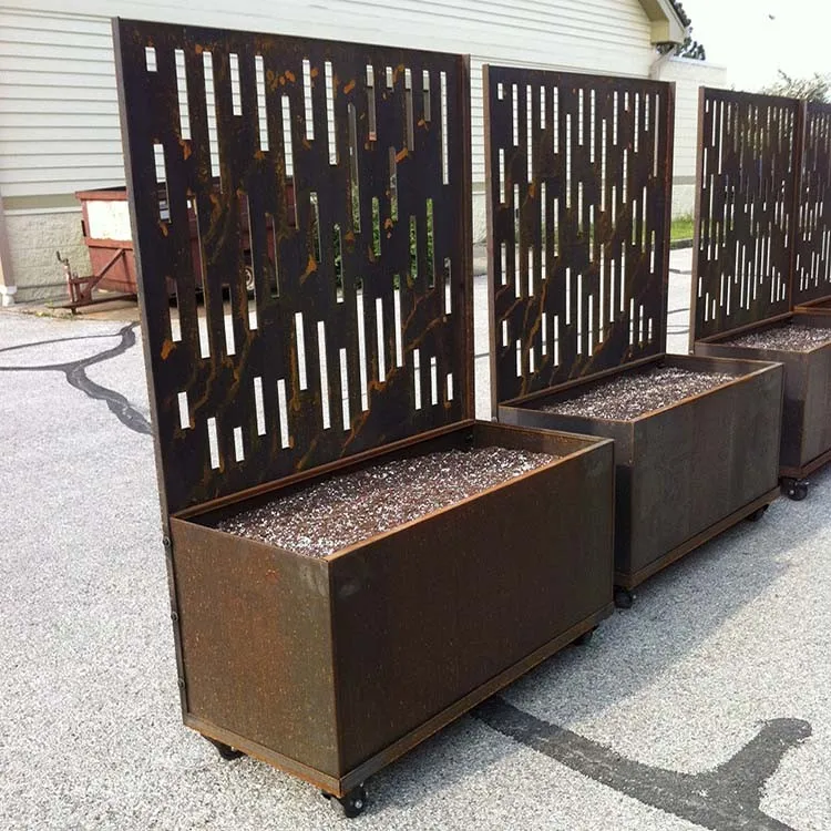 Decorations Garden Planter Giant Rectangular Metal Rustic Garden Pots