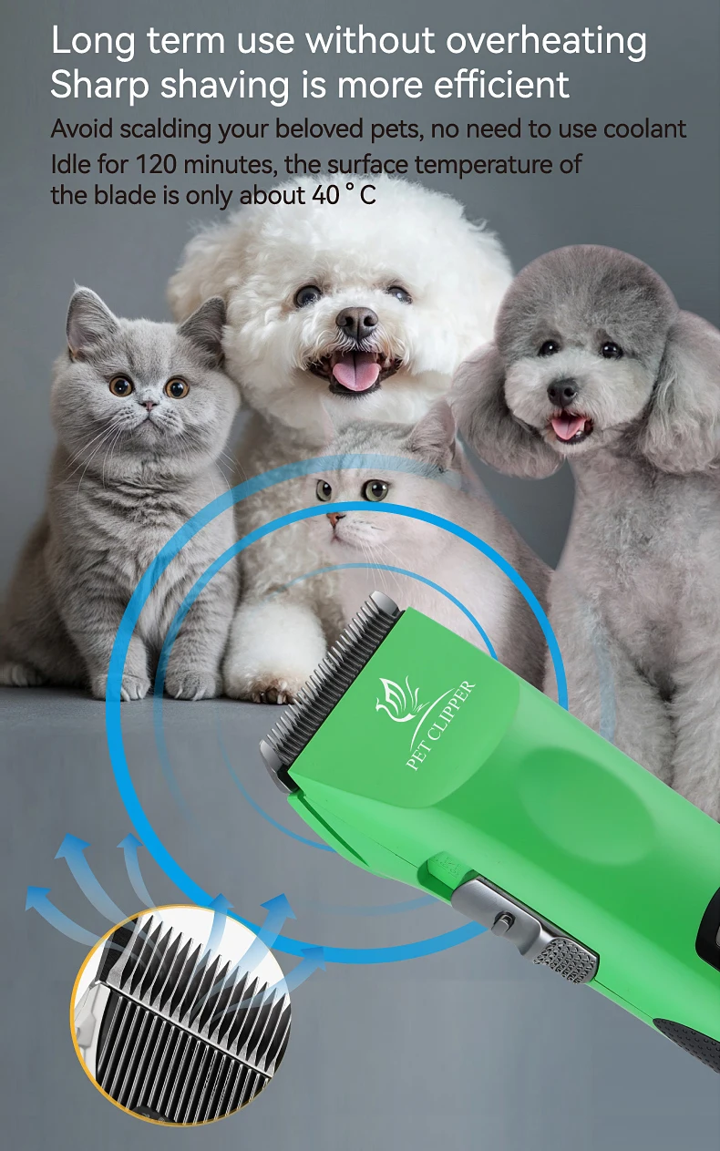Fenice Neue rote Schneidemaschine, 5500 mA Kapazität, kabelloser LCD-Bildschirm, wiederaufladbar, geräuscharme elektrische Haarschneidemaschine für Katzen/Hundehaare – Detail 12