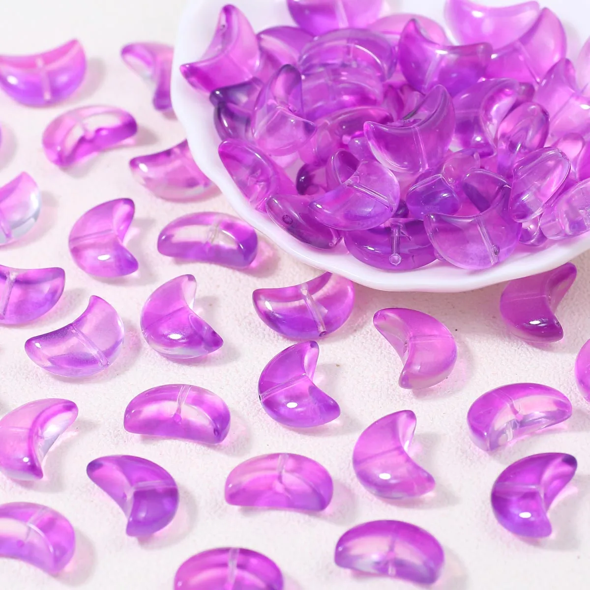 12x17mm Lampwork Pink Purple Chubby Moon Beads Side Drilled Hole Loose Spacer Beads For DIY Bracelet Necklace Jewelry Making