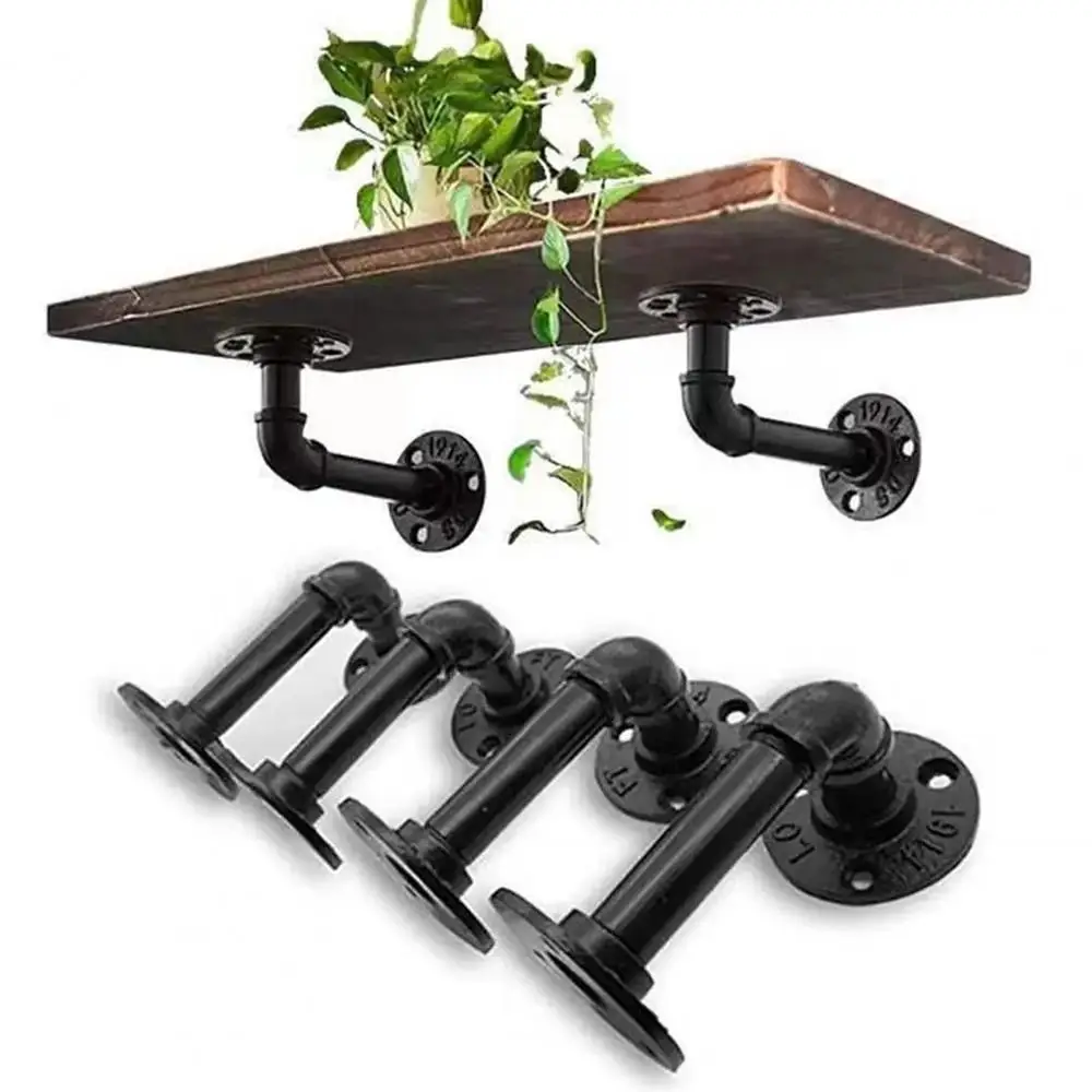 Replacement Heavy Duty Floating Shelf Brackets Black Coated Metal Wall Shelf Support Wall Mount Cast Iron Shelves Brackets