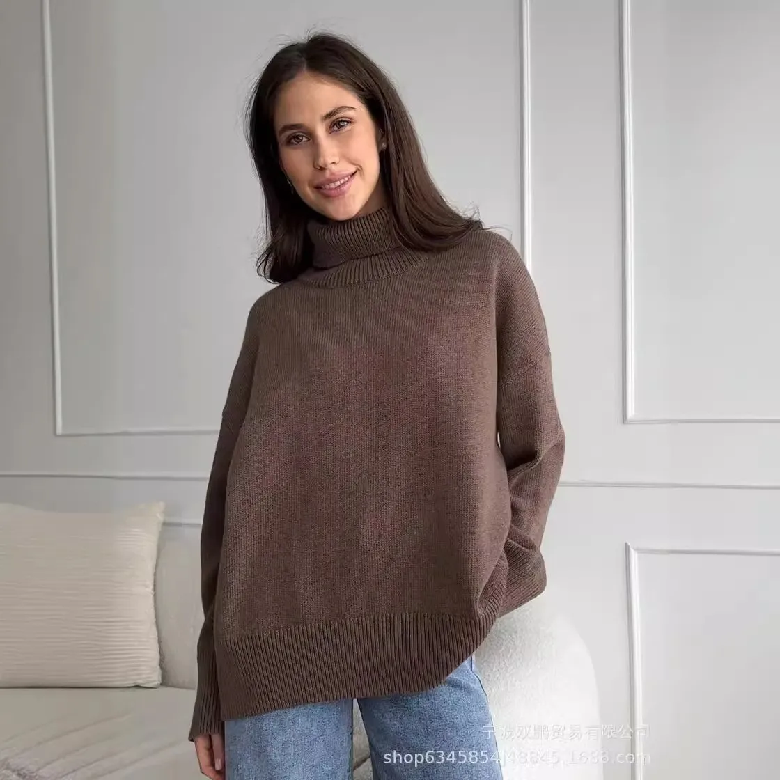 Heat Set Pullover Sweater Regular Fit Casual with Japanese Korean Casual Single Winter Standard Length Turtleneck Women Sweater