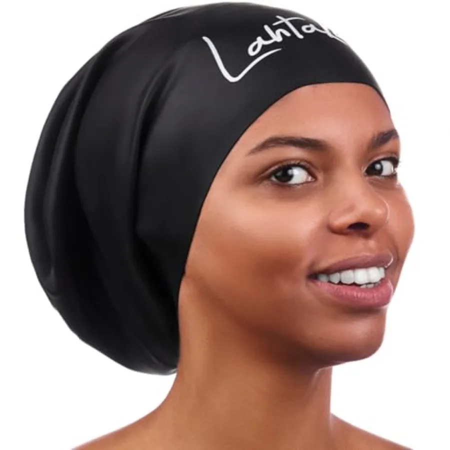

Large Swim Cap for Long Hair - Waterproof Durable Silicone Swimming Cap for Braids Dreadlocks Weaves Afros Curls Swim Caps for
