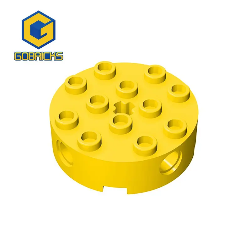 Gobricks 10PCS Brick Round 4 x 4 with 4 Side Pin Holes and Center Axle Hole compatible with lego 6222 Assembles Blocks toys