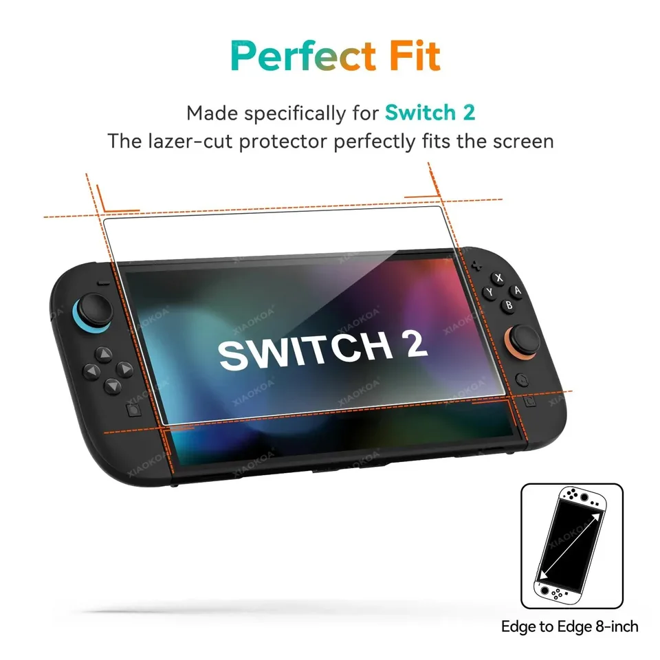 NS2 Protector de Pantalla de Cristal Templado HD para Switch 2, Transparente HD Antirrayas 6