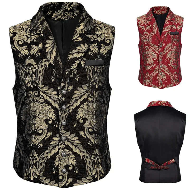 

Новый модный мужской жилет на одной пуговице 2025 года, корейский стиль, без рукавов, с вышивкой, для выступлений на сцене, из полиэфирного волокна