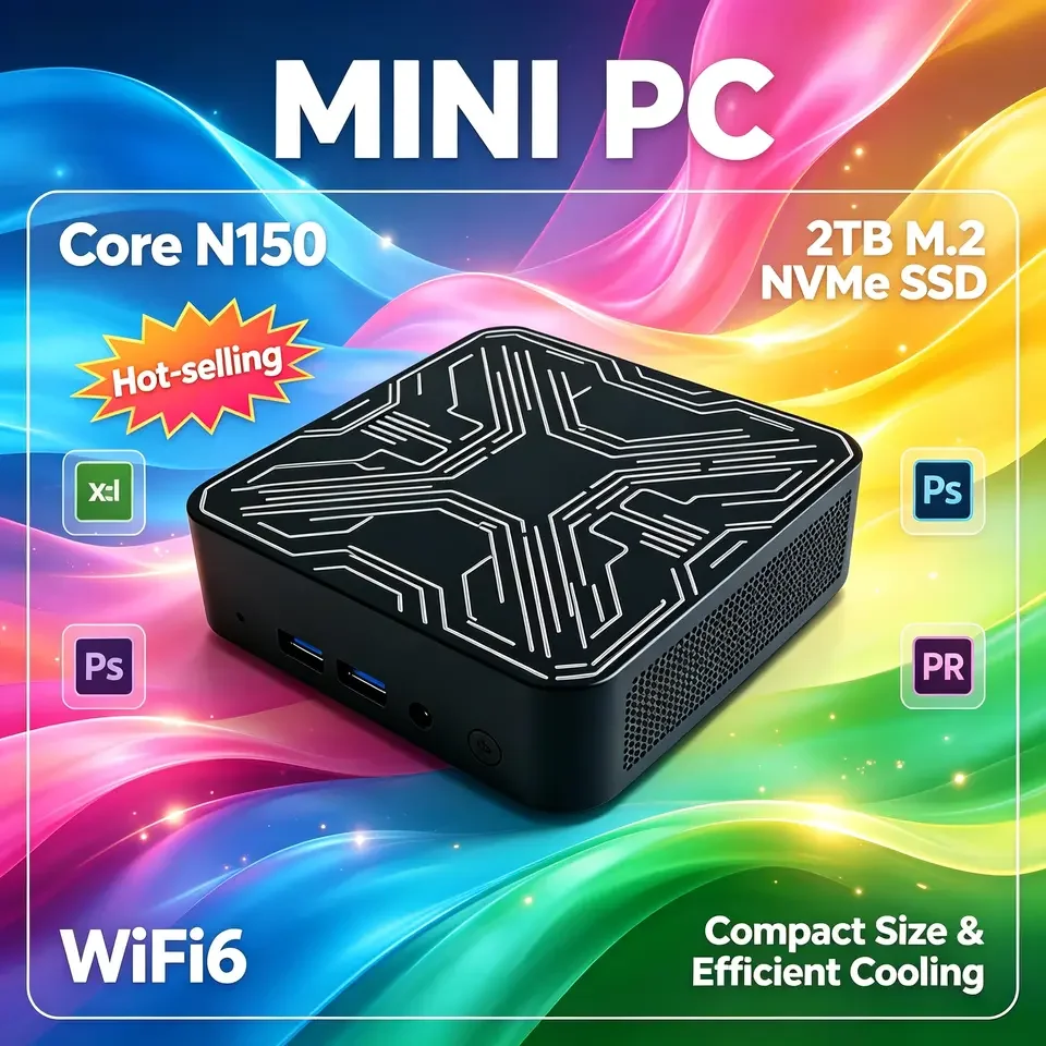 New Intel N150 2026 Portable Mini Host 16GB RAM M2 NVMe SSD Triple 4K Screen Support WiFi6 Silent Cooling Desktop Computer