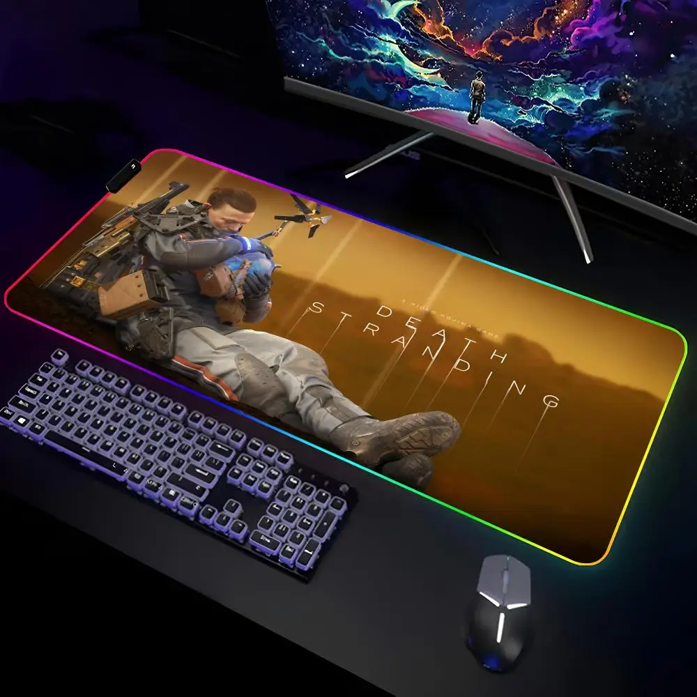 Death Stranding Mouse Pad Gamer RGB Deskmat Keyboard Mat Gaming Laptops LED Mousepad Desk Protector Anime Mause Mats