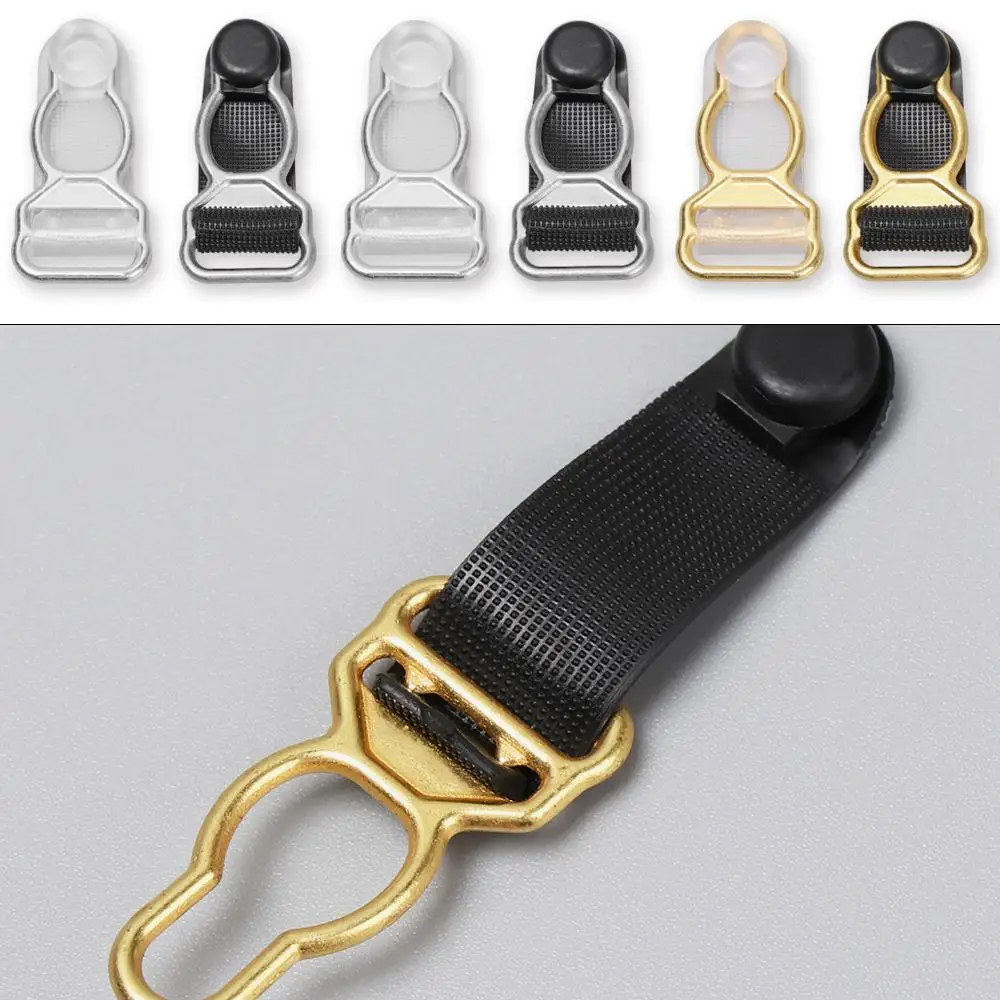10pcs New 10/12mm Corset Leg Garter Belt Clip Black Lightweight Suspender Ends Hooks Plastic Suspender Clips