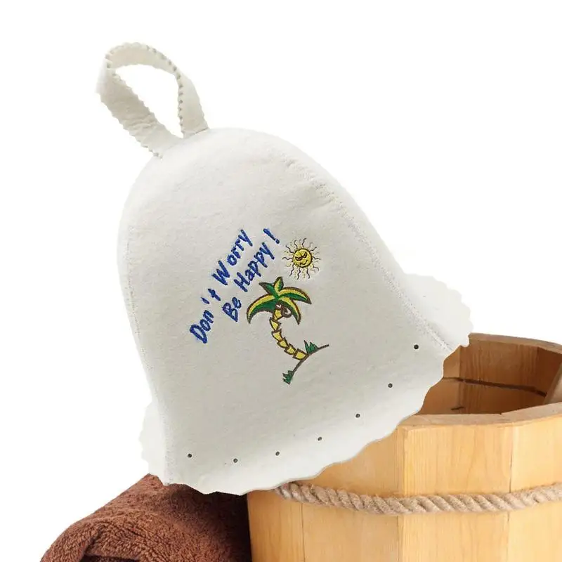 Wool Felt Sauna Hat Embroidered Sauna Hat For Shower House Head Protection Sauna Vaporarium Accessories