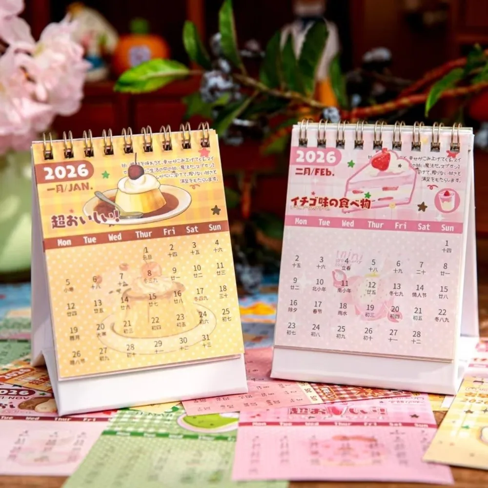 

Small Size Desktop Calendar Cute Style Creative Design Desk Calendar Date Display Coil Binding Coil Calendar Office Use