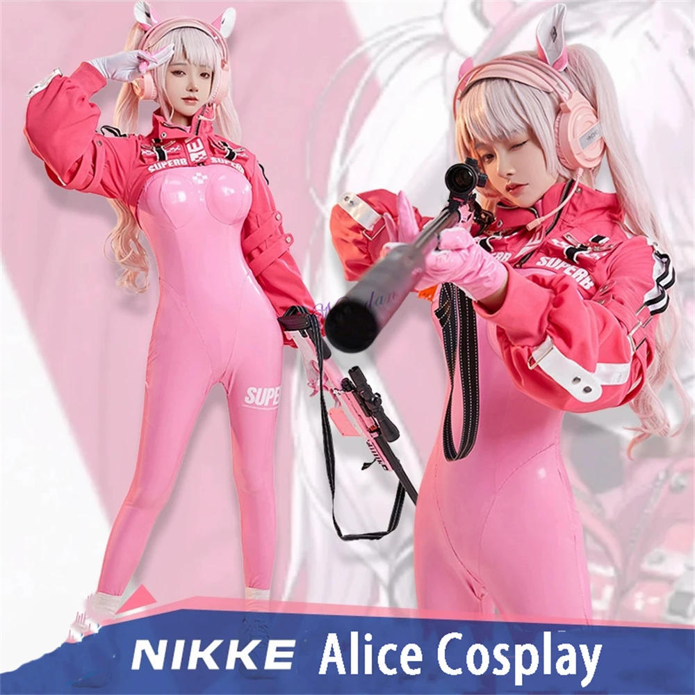 

Аниме игра Nikke Alice боди латексный комбинезон комбинезон сексуальный укороченный топ куртка обувь парик реквизит косплей костюм