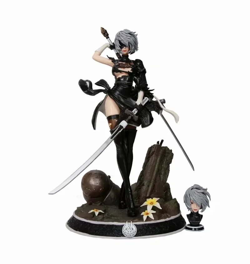 

33CM NieR Automata Anime Figure HUNTER 2b YoRHa No.2 Type B Action Figure Two Head 2b YoRHa Figurine Adult Collection Model Doll