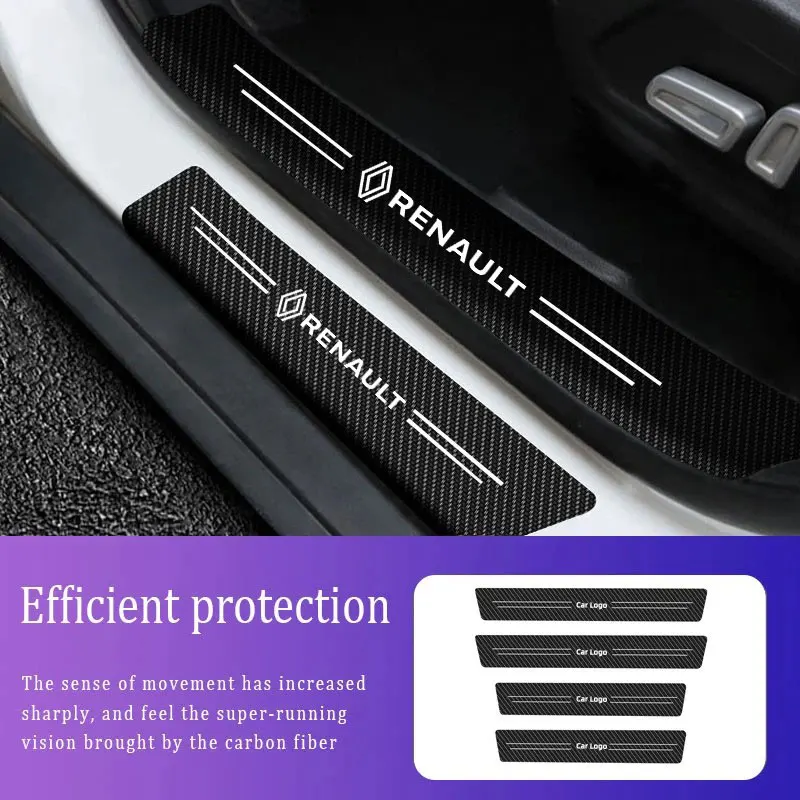 Car Interior Threshold Carbon Fiber Sticker For Renault Fluence Captur Megane Clio Kadjar Talisman Kaptur Triber Koleos Laguna