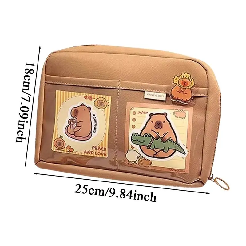 Capybara School Supplies Capybara Notebook 12 Compartments Wide-Opening Bag Cute Pouch Supplies Decorations For Kids Girls