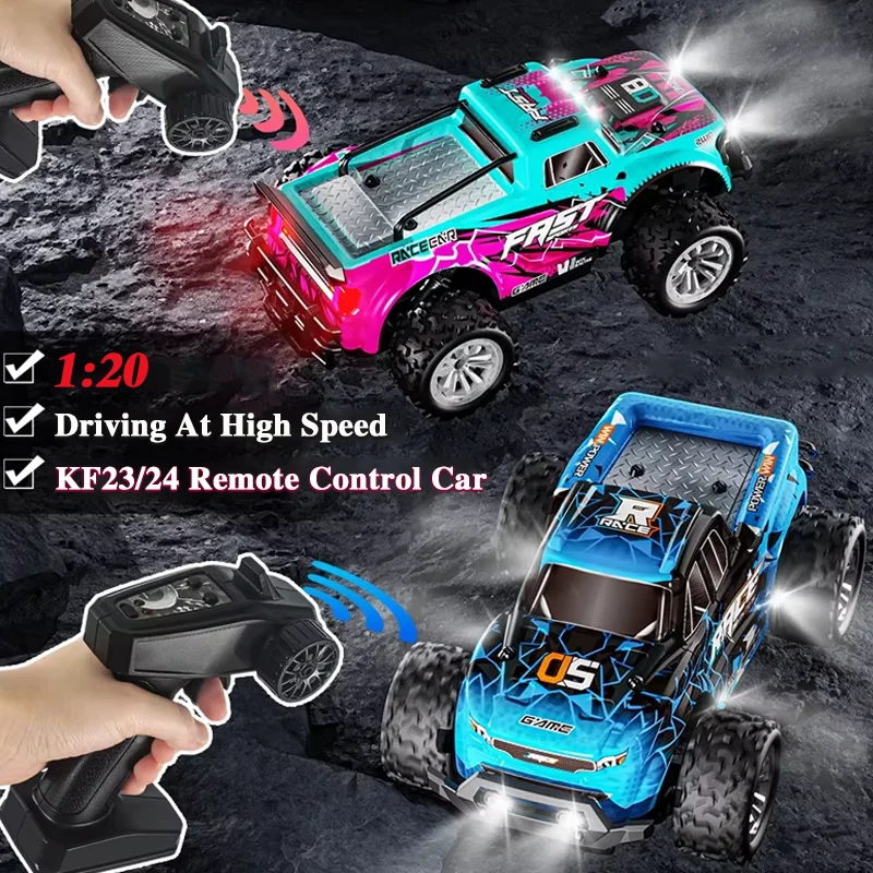 2.4G RC Car With LED Light 2WD High Speed Off-road Remote Control Car 1:20 Model Climbing Vehicle Outdoor Car For Children Toys