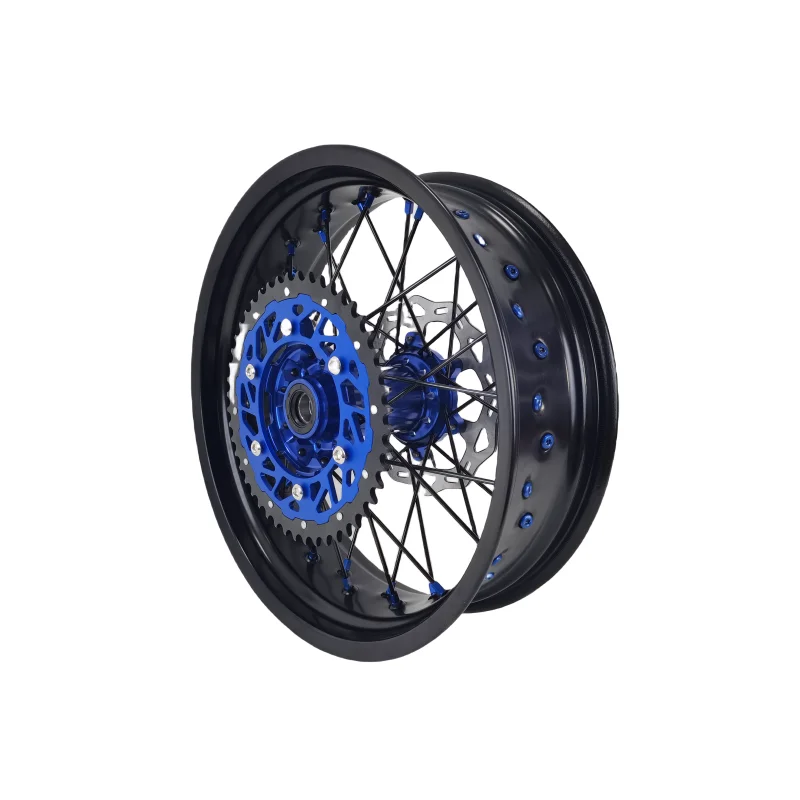 17inch Motorcycle Supermoto Wheels Set Compatible With TE TC FE FC 350 450 2014-2024 Blue Hub Black Rim