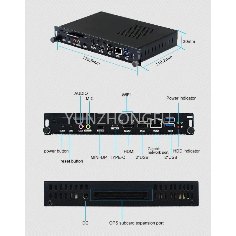 Industrial OPS PC i3-10110U I5- 10210U  I7-10710U Linux X86  interactive touch panel  ops computer host for education