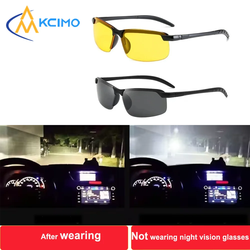 

Men Anti-Glare Driving Goggle Half Frame Polarized Sunglasses Night Vision Glasses for Driver UV400 Day and Night Car Goggles
