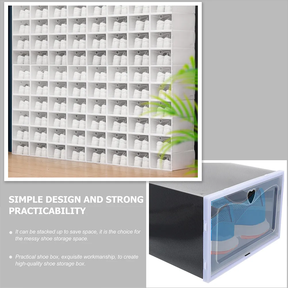 

Набор из 6 прочных контейнеров для хранения обуви из полипропилена с откидной крышкой, штабелируемые органайзеры для обуви с умной выдвижной конструкцией для ежедневного использования