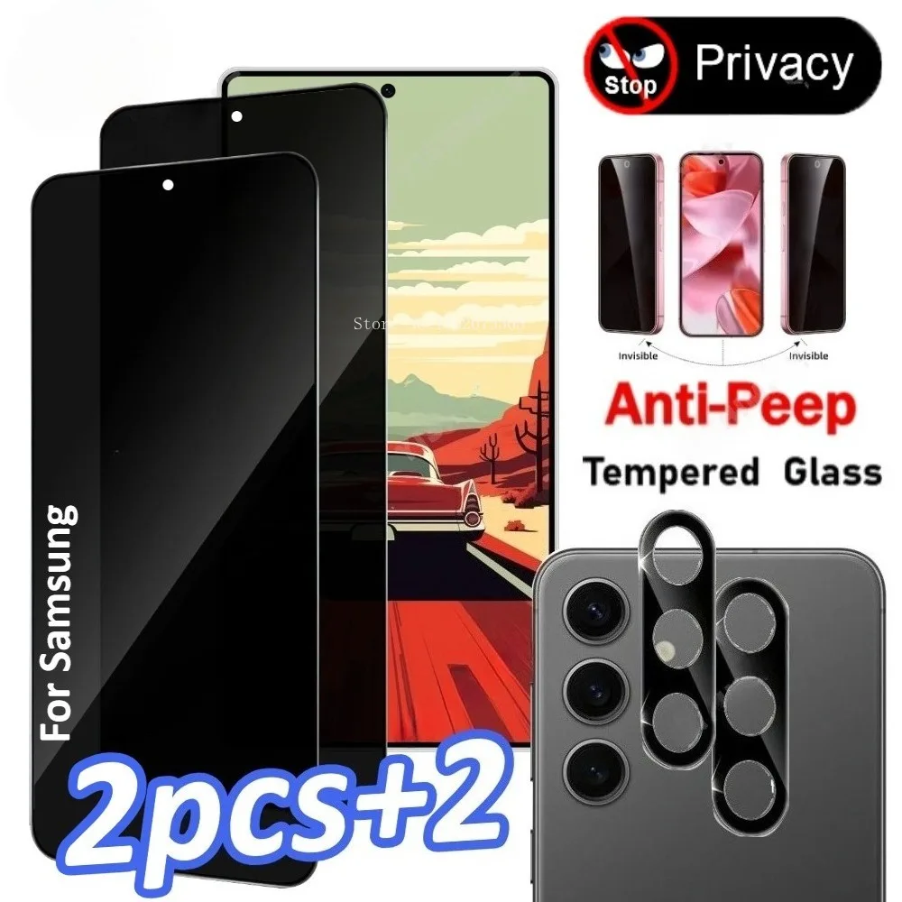 

4in1 Privacy Protection For Samsung Galaxy S26 S26 Plus S26 Ultra With 2Pcs Privacy Tempered Glass+2Pcs Camera Lens Anti Scratch