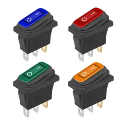 4Pcs Waterproof Rocker Switch on/Off 12V LED 3Pin 2Position SPST AC 6A 250V 10A 125V KCD3 Switch Boat Switch (4 Colores)