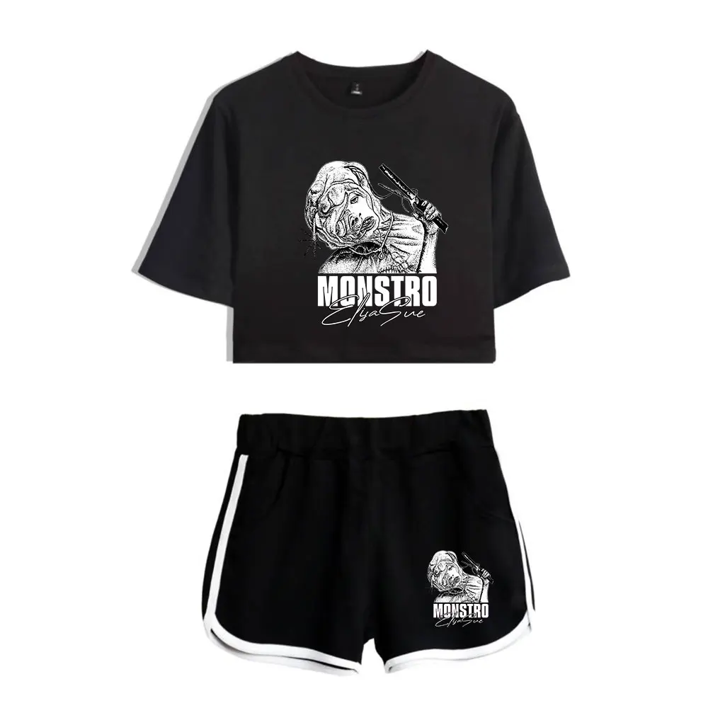 The Substance 2024 Movie Monstro Elisasue Vintage 90s logo Merch Tops Two Piece Set Shorts+Lovely TShirt Harajuku Streetwear