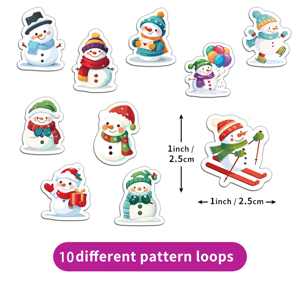 500pcs/롤 어린이 크리스마스 보상 스티커 롤 귀여운 만화 눈사람 클립보드 축제 선물 장식 패턴 라벨