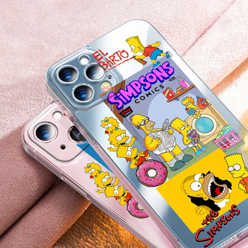 جراب هاتف Simpsons omer Bart Disney ، غطاء شفاف لهواتف Apple iPhone 15 و 14 و 13 و 12 و 11 و SE و XS و XR و X و Mini و Plus و Pro و Max