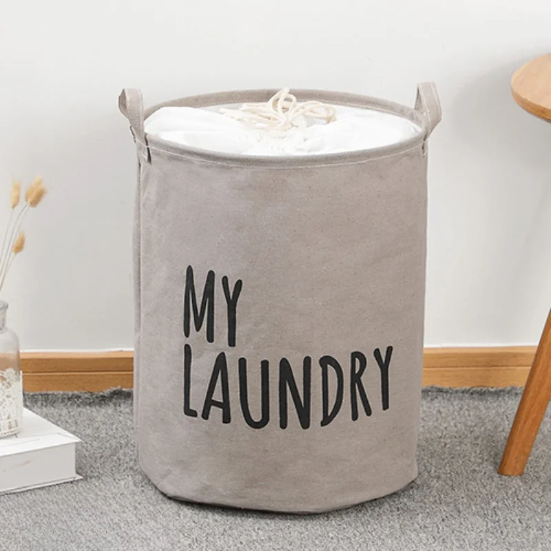 Cotton and Linen Laundry Basket Household Foldable Laundry Basket Waterproof Clothes and Toys Storage Bucket Laundry Supplies