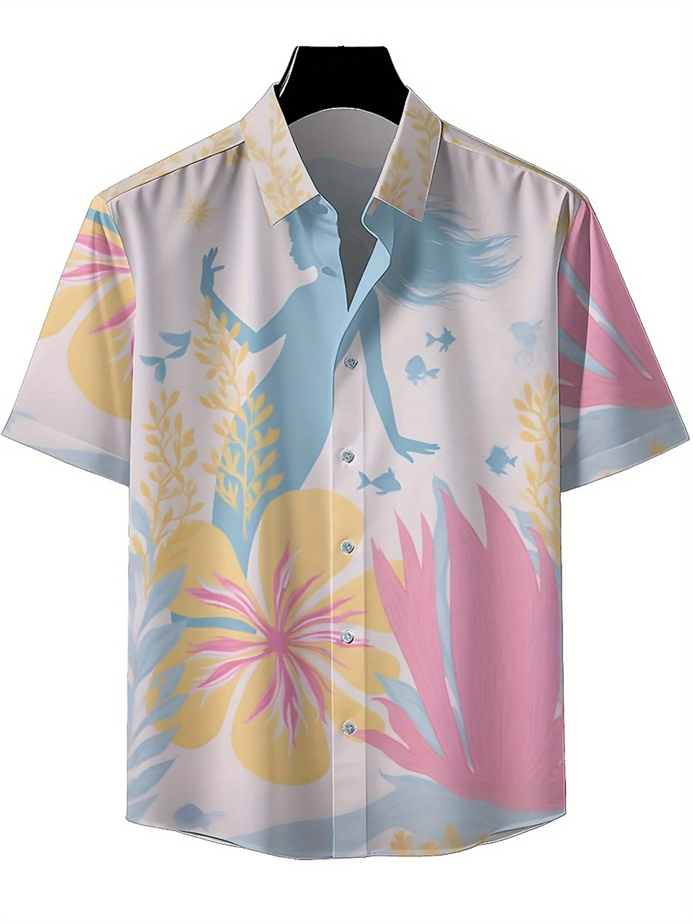 Męskie koszule hawajskie plus size z wzorem leśnej syreny, unisex koszule Aloha, nowe letnie topy, streetwear