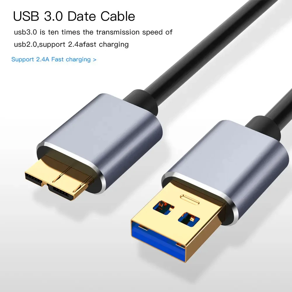 Hannord USB 3.0 typu A do Micro B dysk twardy kabel zewnętrzny szybki przewód do synchronizacji danych na dysk twardy Samsung Micro B kabel USB3.0