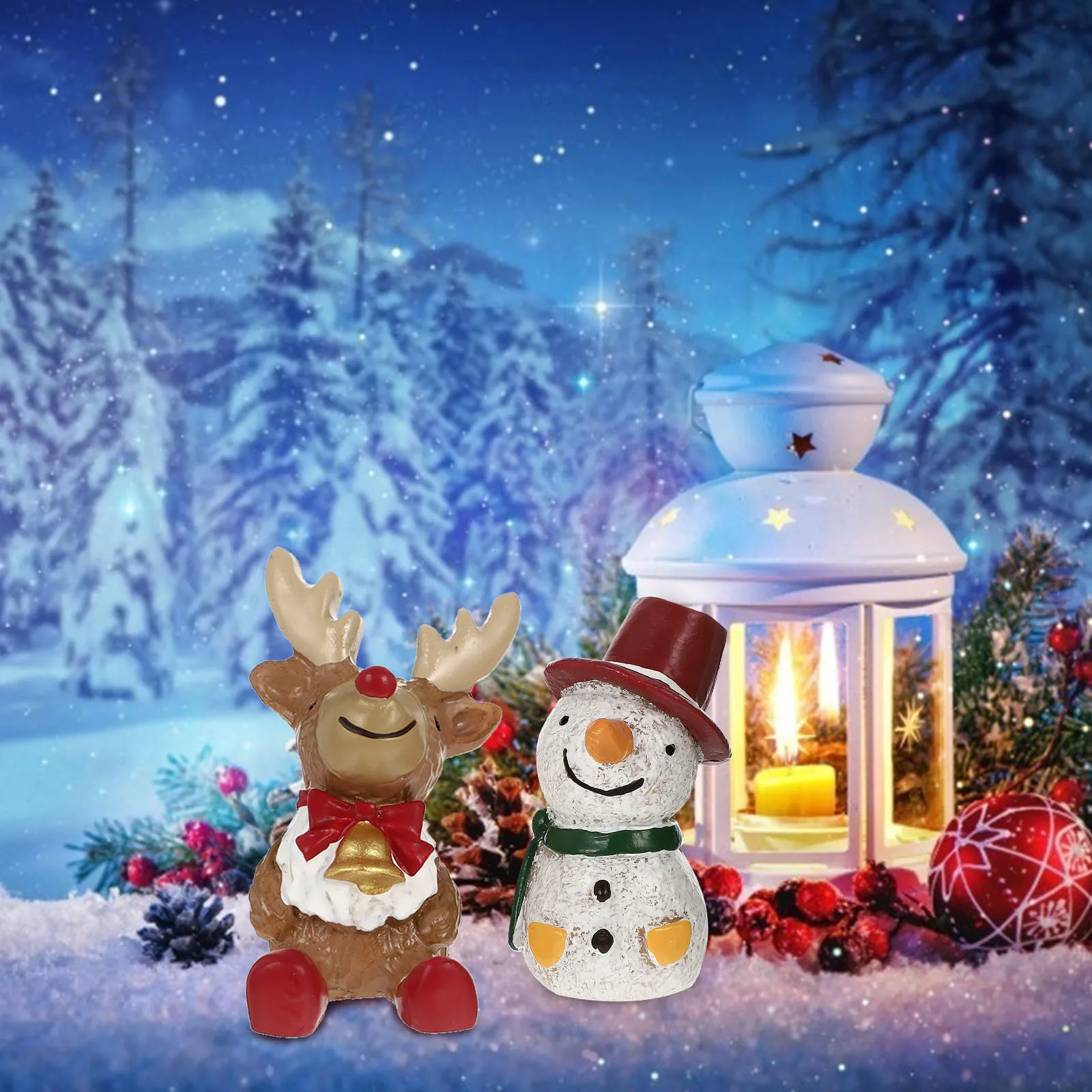 

4Pcs Xmas Resin Mini Christmas Ornaments Micro Landscape Reptile Tank Decor Aquarium Holiday Decoration Fish Tank Decoration