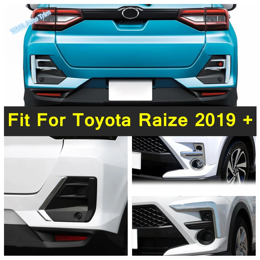 

Chrome Car Front Fog Lights Lamps Splitters Rear Bumper Foglight Stripes Cover Trim ABS Accessories For Toyota Raize 2019 - 2021