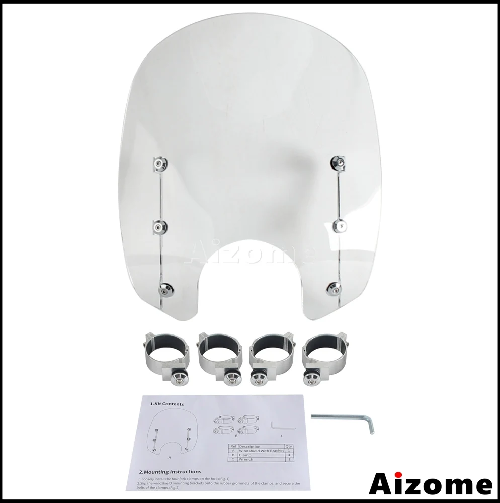 15Inch Windshield Acrylic High Transparent Smoke Clear Reduce Windage For Harley Street Bob FXBB FXBBS Dyna Super Glide FXD FXDC