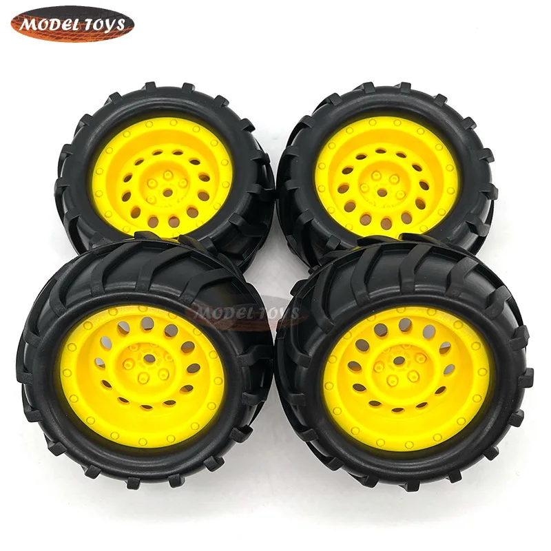 4PCS 1/16 RC Crawler รถบรรทุก Off Roader ยางยางและขอบ,3.35x1.65 นิ้ว Rock Climbing ยางสําหรับ lovermusic ยาง