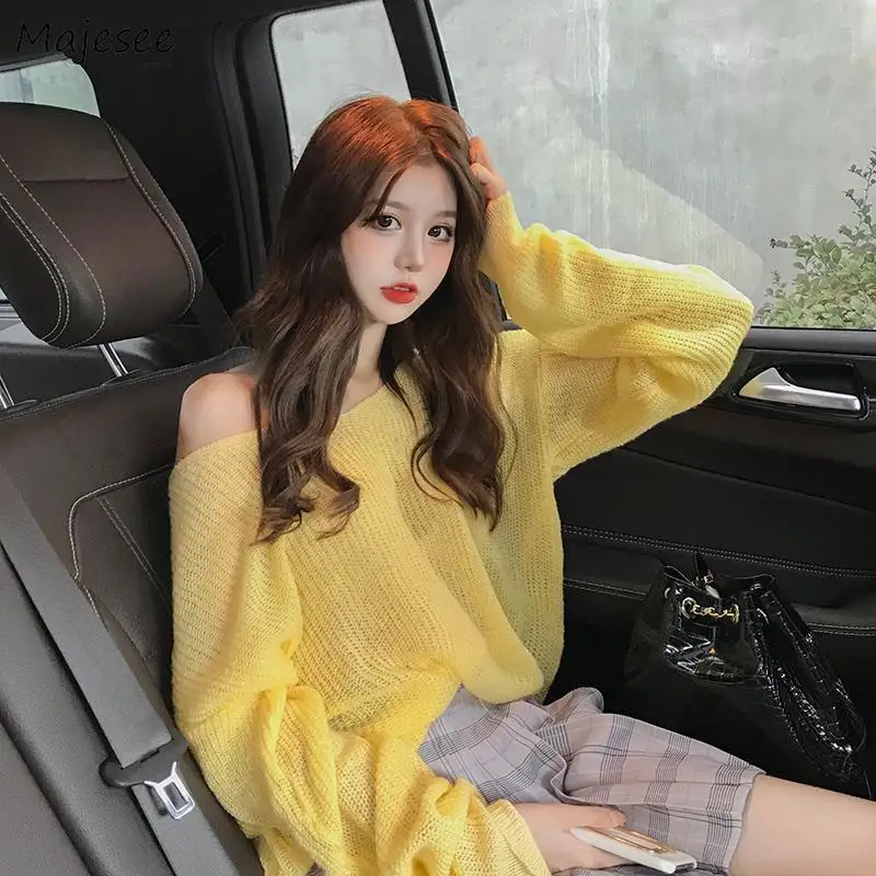 

Baggy Pullovers Women Ulzzang Chic Hotsweet Leisure All-match Knitted Pure Autumn Cozy Thin Hollow Out Streetwear Harajuku Y2k