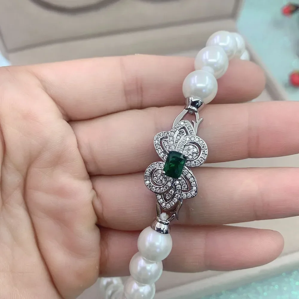 New Elegant Pearl Necklace Butterfly Buckle for Women Girl Gift Charm Fashion Choker Hombre Chain Clothing Sweater Chain Jewelry