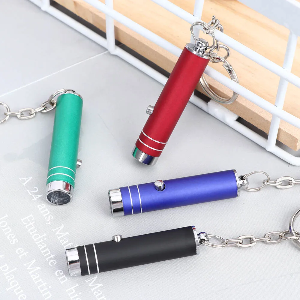 Multi-function Portable Mini LED Flashlight Keychain Aluminum UV Light Currency Detector Lamp Key Chains Torch with Battery