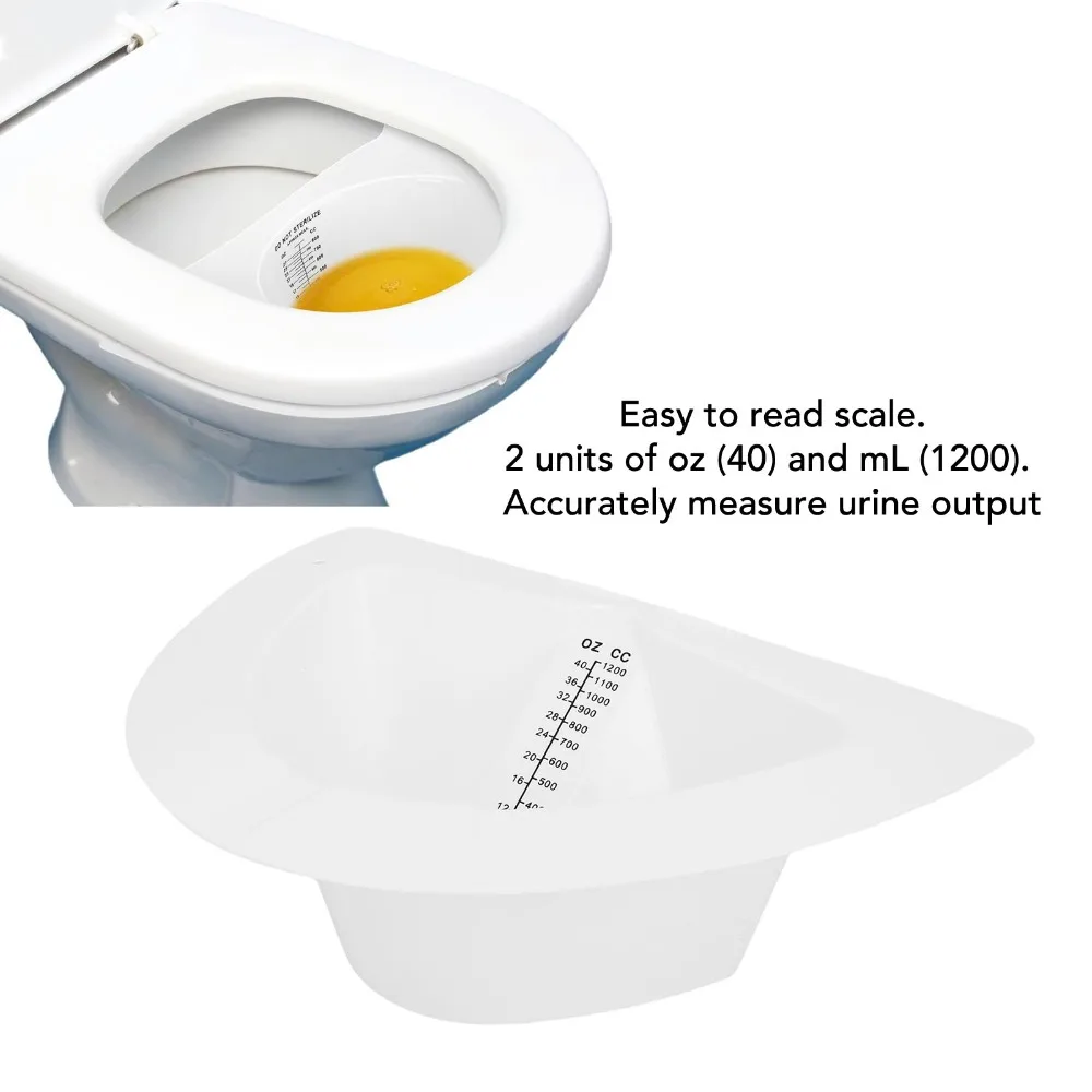 10Pcs Plastic Graduated Female Specimen Bedpan White 1200ml Scale Mark Urine Feces Sample Collector