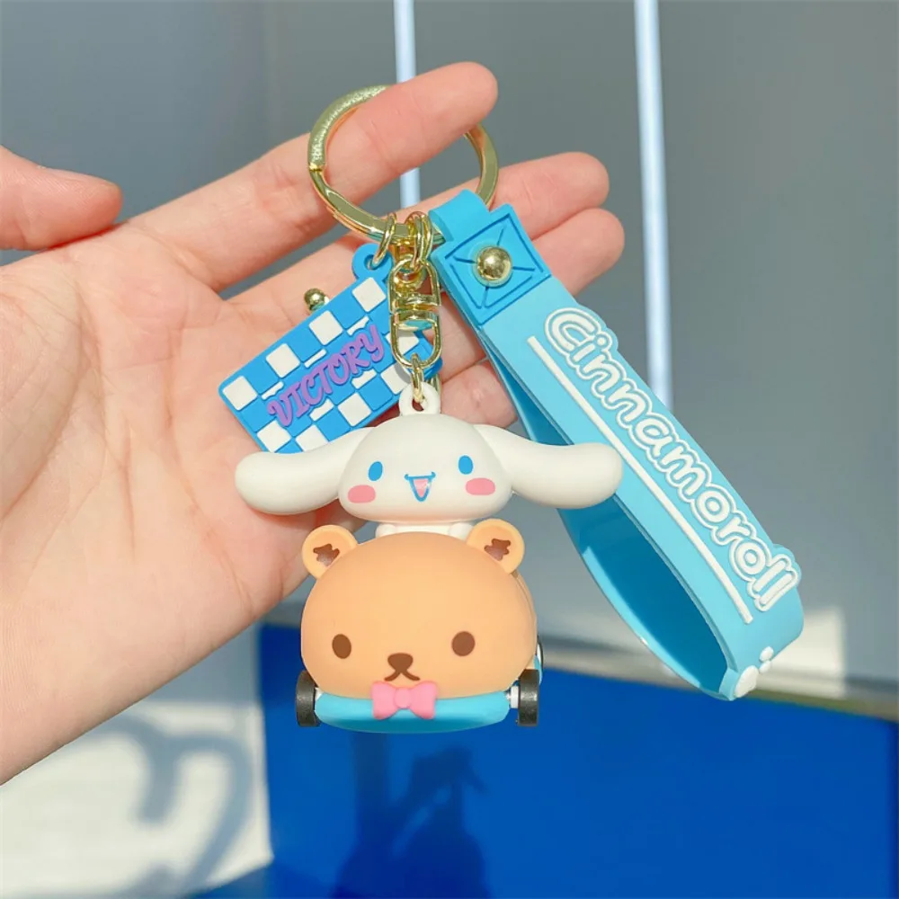 Cartoon Genuine Sanrio Couple Cute Small Car Keychain Schoolbag Keyrings Pendant Decorative Accessories Boys Girls Holiday Gifts